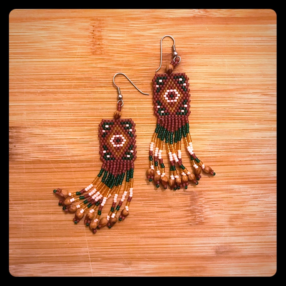 Native American Handmade Beaded Tassel Earrings